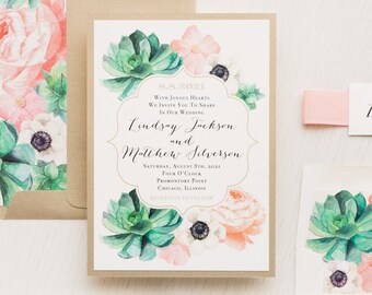 Blush Succulent - Wedding Invitation - Sample