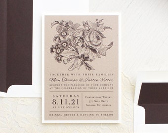 Rustic Floral - Wedding Invitation - Sample