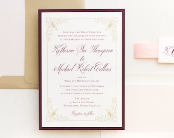 Classic Burgundy - Wedding Invitation - Sample