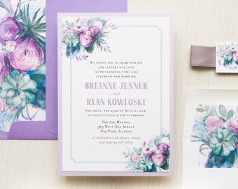 Watercolor Rose #2 - Wedding Invitation - Sample