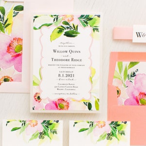 Blush & Coral Floral - Wedding Invitation - Sample