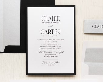 Luxe Black & White - Wedding Invitation - Sample