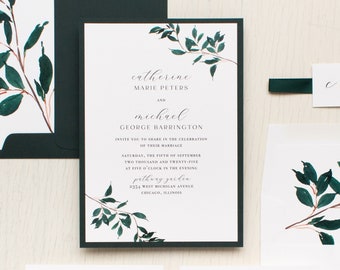 Forest Green Modern - Wedding Invitation - Sample