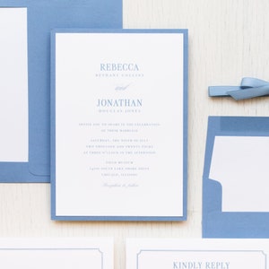 Dusty Blue Bow - Wedding Invitation - Sample