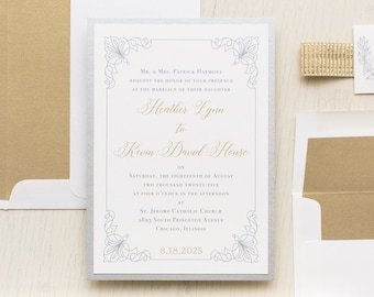 Classic Love Gold - Wedding Invitation - Sample