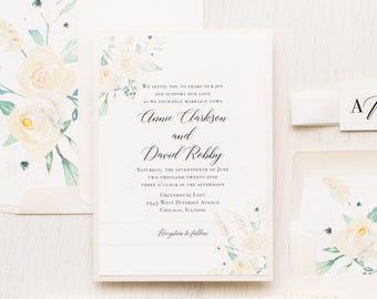 Ivory Floral Vellum - Wedding Invitation - Sample