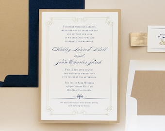 Elegant Navy Script - Wedding Invitation - Sample