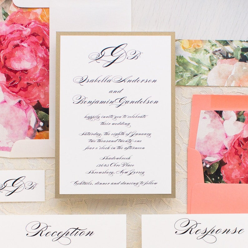 Pink Petals Wedding Invitation Sample image 1