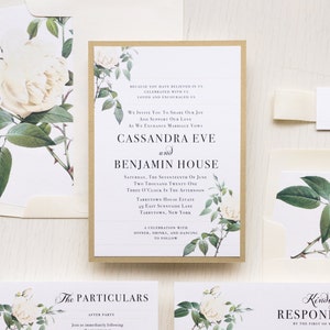 Ivory & White Floral - Wedding Invitations - Sample