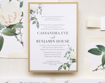 Ivory & White Floral - Wedding Invitations - Sample