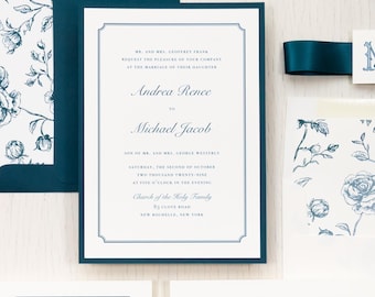 Teal Monogram - Wedding Invitation - Sample