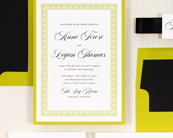 Chartreuse Border - Wedding Invitation - Sample