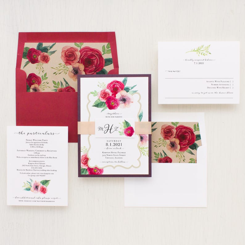 Deep Red Roses Wedding Invitation Sample image 2