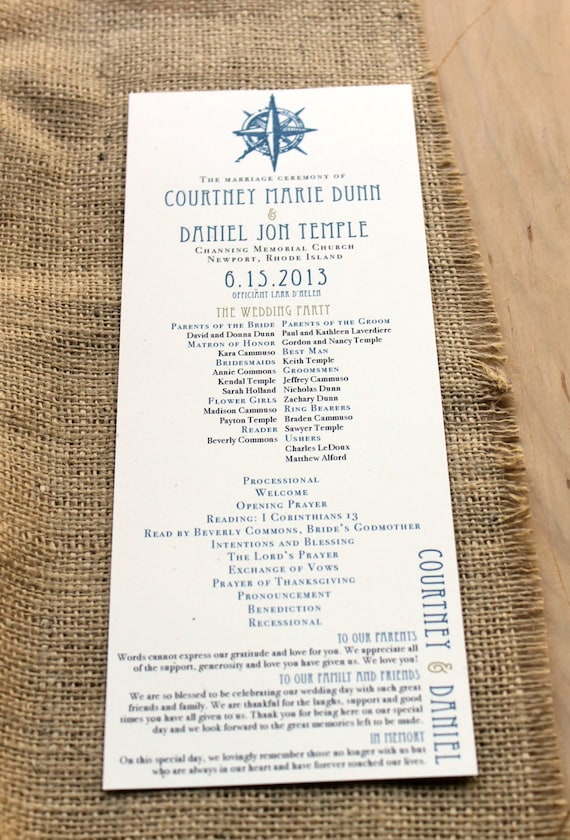 Wedding Ceremony Programs Wedding Church Programs Navy Etsy