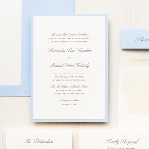 Pale Blue Script - Wedding Invitation - Sample