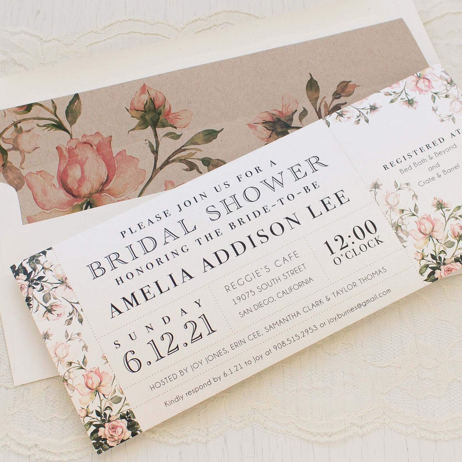 Garden Party Bridal Shower Invitations Garden Roses Sample Etsy