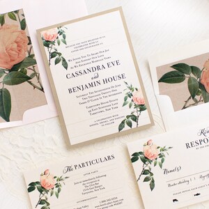 Ivory & Blush Floral Wedding Invitation Sample image 4