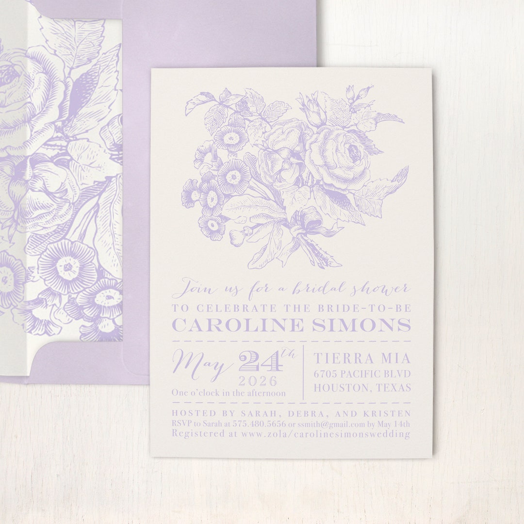 Lavender Bridal Shower Invitations Lavender Floral Sample Etsy