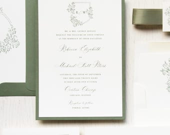 Olive Crest - Wedding Invitation - Sample