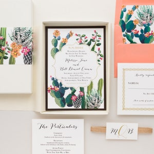 Colorful Cactus Box Wedding Invitations - Desert Love - Sample
