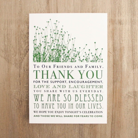 Thank You Cards Signs For A Garden Wedding Reception Includes Etsy