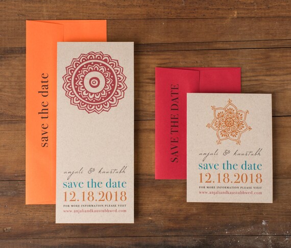 Modern Indian Wedding Save The Dates Unique Save The Date Etsy