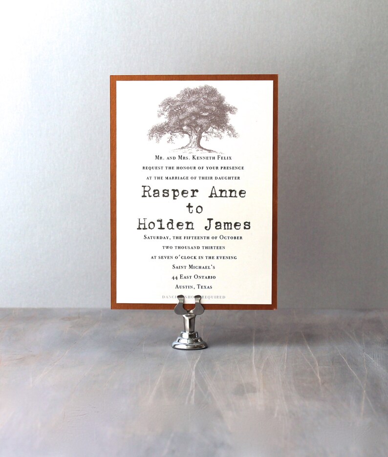 Country Wedding Invitations Oak Tree Wedding Invitations Etsy