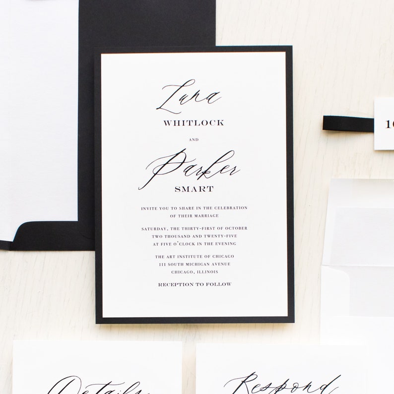 Black & White Type Wedding Invitation Sample image 1
