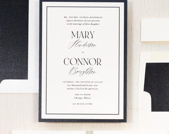 Black Tie Monogram - Wedding Invitation - Sample