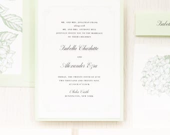 Sage Hydrangea - Wedding Invitation - Sample