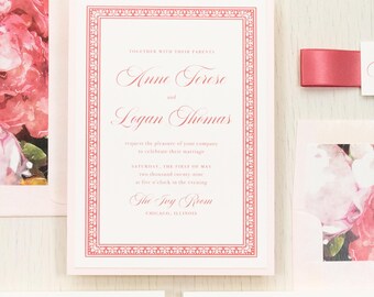 Coral Border - Wedding Invitation - Sample
