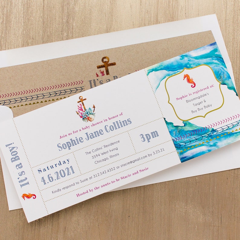 Nautical Baby Shower Invitations Under The Sea Shower Card Etsy