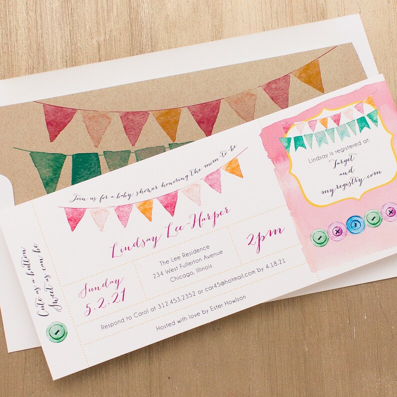 Girly Button Baby Shower Invitations Cute Baby Shower Card Etsy Girly Button Baby Shower Invitations Cute Baby Shower Card Etsy