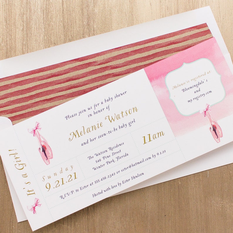 Ballerina Themed Baby Shower Invitations Cute Shower Card Etsy Ballerina Themed Baby Shower Invitations Cute Shower Card Etsy