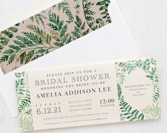 Greenery Wedding Shower Invitations - Simple Greenery - Sample