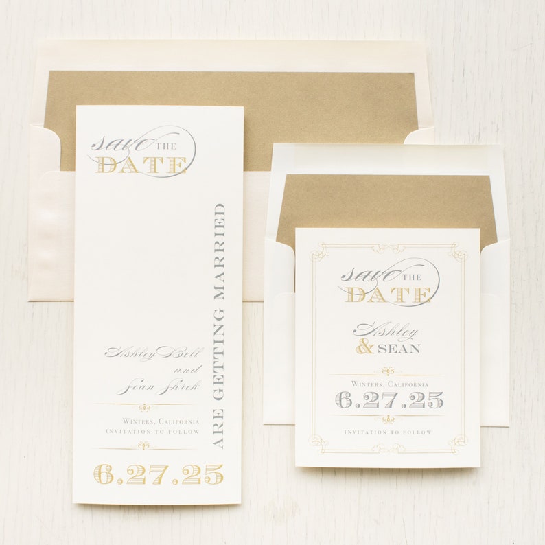 Elegant Ivory Script Save the Dates image 1