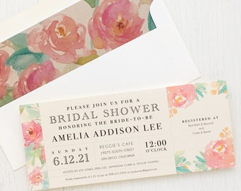 Pink Bridal Shower Invitations - Watercolor Pastel - Sample