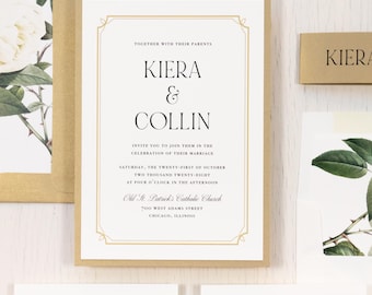 Gold Border - Wedding Invitation - Sample