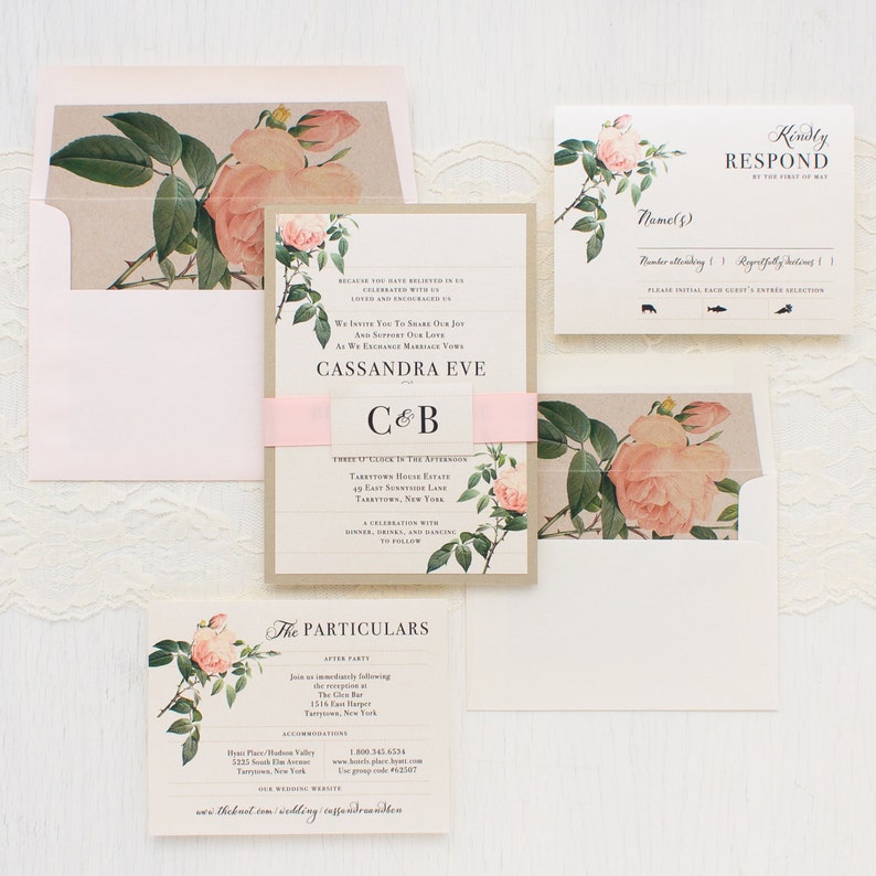 Ivory & Blush Floral Wedding Invitation Sample image 2