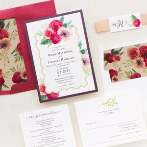 Deep Red Roses Wedding Invitation Sample image 4
