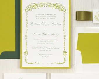 Chartreuse Monogram - Wedding Invitation - Sample