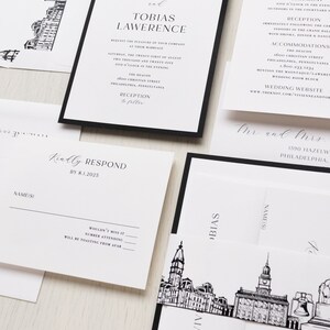 Philadelphia Skyline Wedding Invitation Sample imagem 2