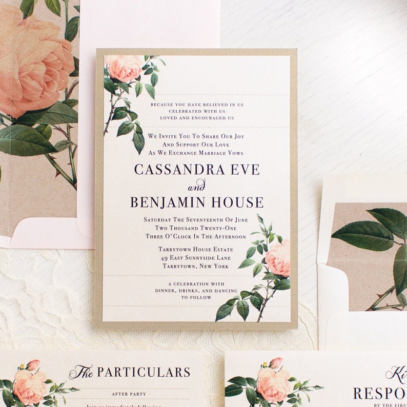 Ivory & Blush Floral Wedding Invitation Sample image 1