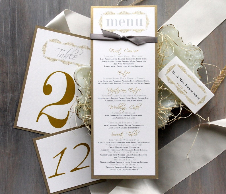 Elegant Gold Table Number Modern Romance Stationery Deposit Gold Wedding Decor Gold Wedding Menu Cards Personalized Place Cards