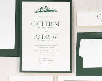 Forest Green Mountain - Wedding Invitation - Sample
