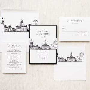 Philadelphia Skyline Wedding Invitation Sample imagem 6