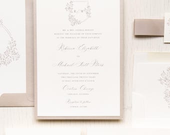Beige Crest - Wedding Invitation - Sample