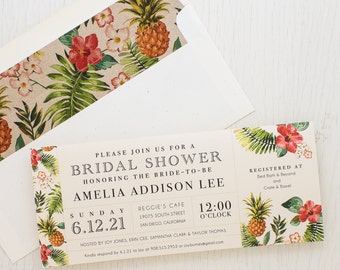 Tropical Bridal Shower Invitations - Pineapple Paradise - Sample