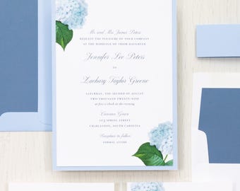 Blue Hydrangea - Wedding Invitation - Sample