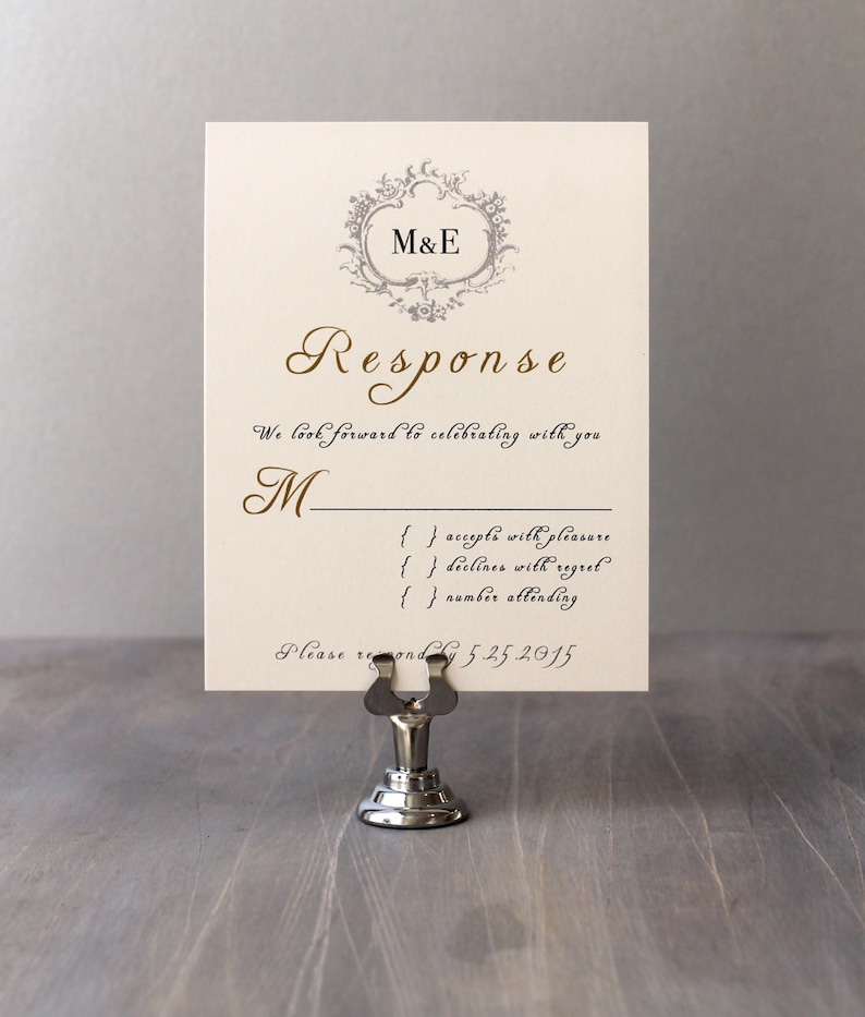 Elegant Gold and Silver Monogram Wedding Invitations Wedding Etsy